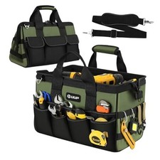 Heavy Duty Tool Bag 15-Inch, 16-Pocket Portable Empty Tool Box 15.5 Inch Green