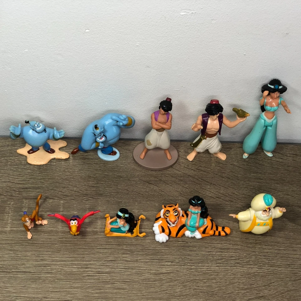 Lote Figuras Disney Aladdin Juguetes Estatuillas Decoración de Pasteles Colección Vintage Set 10 Foto 2 de 4