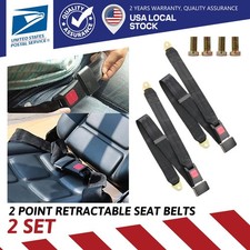 2x Car Seat Belt Lap 2 Point Safety Travel Adjustable Retractable Universal Us