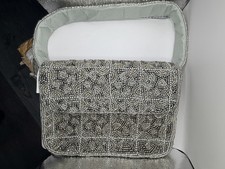 Studio 12 Silver Beaded Shoulder Bag Geometric Pattern