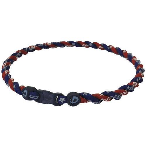 Collier Sportif Titanium Tornado - 3 Brins Torsadés Bleu Marine Et Rouge, Pour Baseball Ou Look