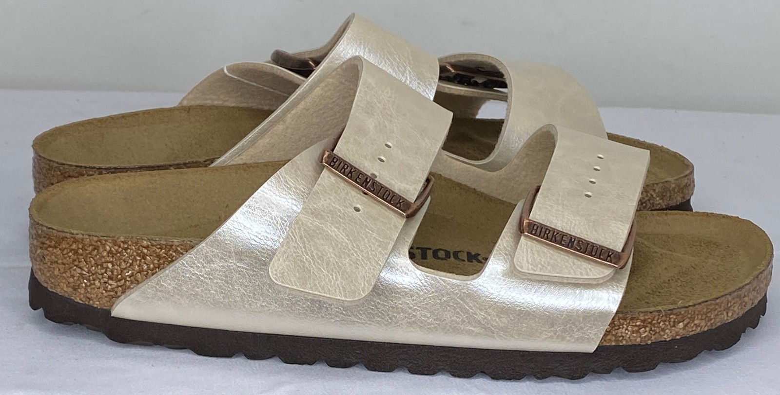 Birkenstock Arizona Sandals for Women Size 6 Narrow Fit Pearl White Double Strap