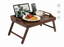 BED TRAY with Phone Holder Media Laptop Tablet Espresso Bamboo By ROSSIE HOME