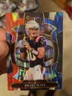 2025 Panini Select - Concourse Drake Maye #80 Red & Blue Shock Prizm Clean Card