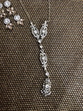 Gold Rhinestone Necklace And Dangle Earrings Set