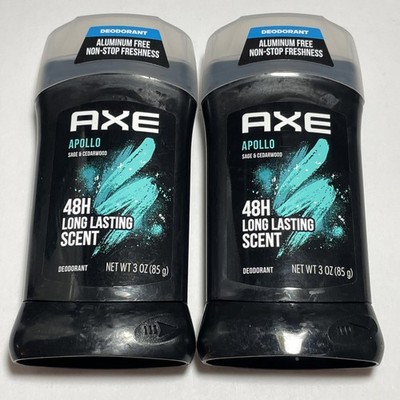 (2 STICKS) Axe Apollo Sage & Cedarwood Scent Deodorant 85gEACH Aluminum-Free