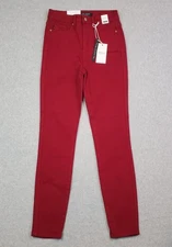 Judy Blue Jeans Womens 3/26 Skinny Fit Garment Dyed Red Tummy Control High Waist