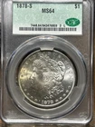 1878-S $1 MORGAN SILVER DOLLAR CACG MS64 Legacy Coin Wild Luster
