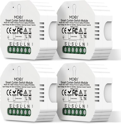 MOES 4er Pack Tuya Zigbee RF433 Rolladenschalter Relais - Zeitschaltuhr für Roll