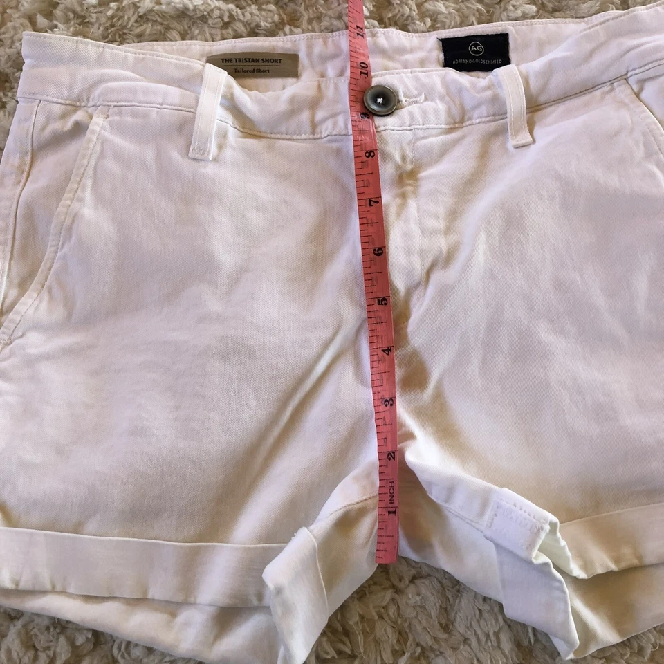Pantalones cortos de mezclilla AG Adriano Goldschmied para mujer talla 25R a medida The Tristan blancos Foto 4 de 4