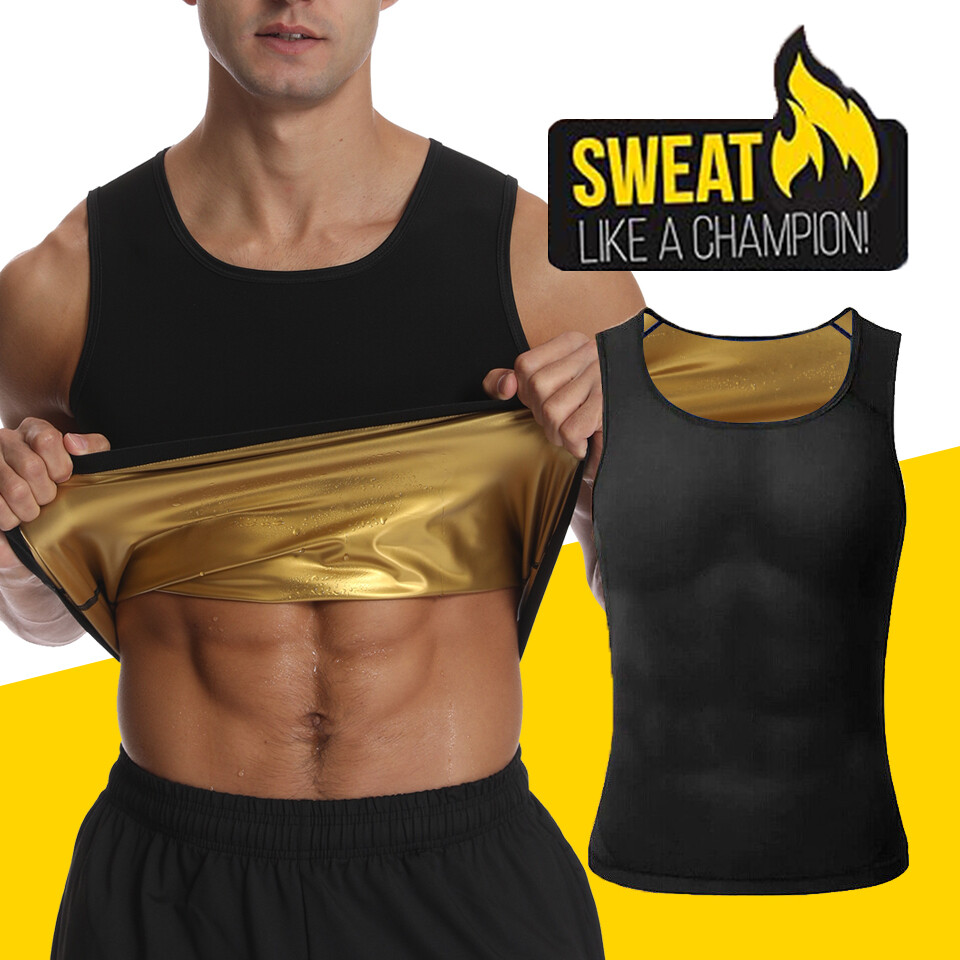 Men's Gynecomastia Compression Tank - Sauna Slimming Sweat Vest for Workouts