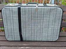 Valigia vintage valigia da viaggio in cartone grigio/bianco circa 65xca. 44 xca. Chiavi 18 cm,2