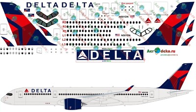 1:144 Decal - Airbus A350-900 - DELTA Airlines - AeroDeka #A350-10