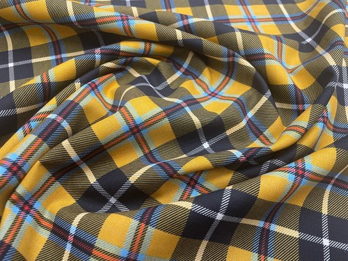 Cotton Fabric - Cornish Tartan Yellow - Digital Print Craft Fabric Material - Picture 3 of 5