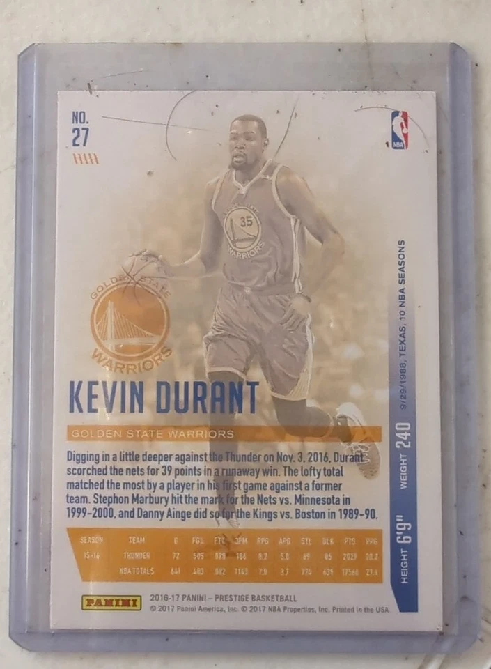 2016-17 KEVIN DURANT PRESTIGE SSP CRACKED ICE - Image 2 of 2