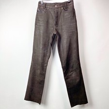 Vintage Straight Leg Leather Brown Pants Western Biker Size Women's Sz 26x27