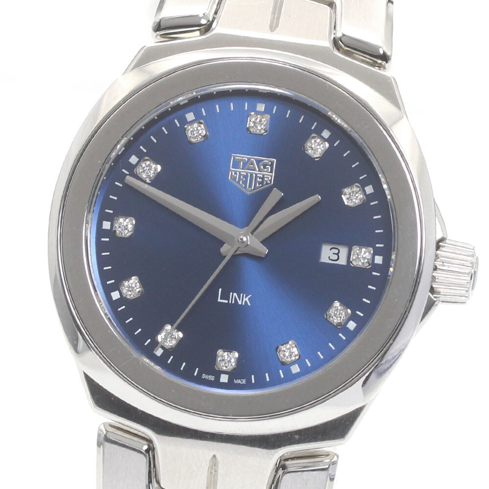 TAG HEUER Link WBC1318 Date 12P diamond blue Dial Quartz Ladies