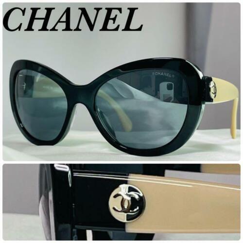 CHANEL 01452 94305 Black Sunglasses Coco Mark Logo Plastic Frame