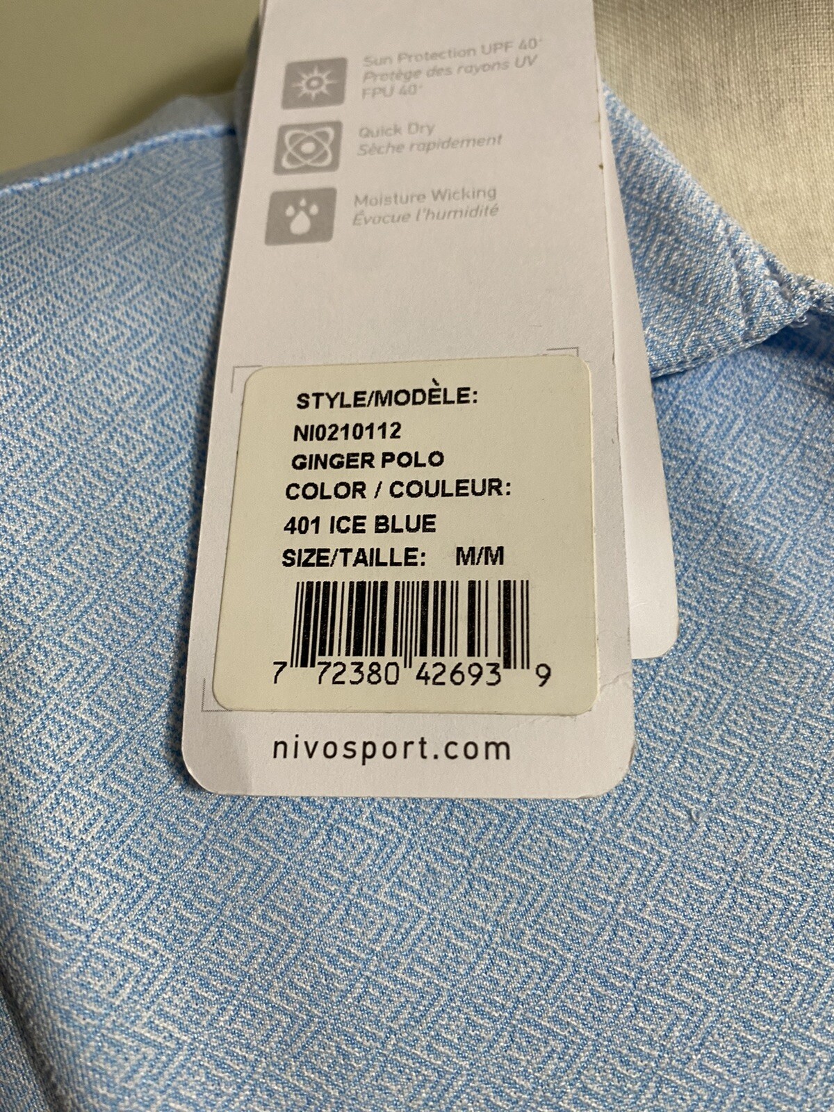 NIVO WOMEN'S GINGER SHORT SLEEVE POLO MEDIUM ICE BLUE NEW NWT