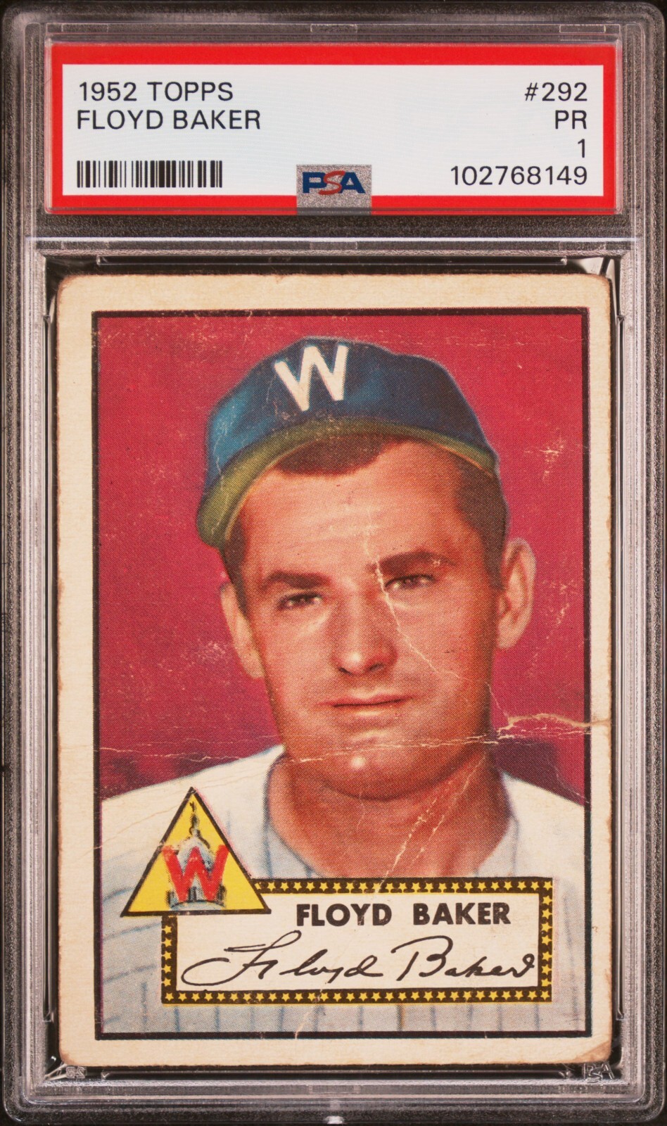 1952 TOPPS 292 FLOYD BAKER PSA 1