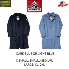 Bulwark FR Concealed Snap-Front Lab Coat Flame Resistant Blue NEW