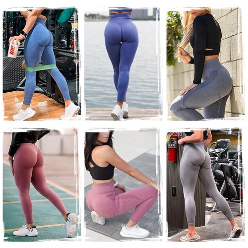 Pantaloni Yoga Donna Vita Alta Leggings Anticellulite Allenamento Compressione Push-Up - Foto 8 di 46