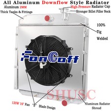 4 Row Radiator+Shroud Fan For 1955-1959 1956 GMC Truck 4.4L 5.2L 5.3L 5.7L 6.1L