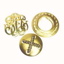 Vintage Gold-Tone Scarf Clips Set Of 3 With Ornate Monogram Designs