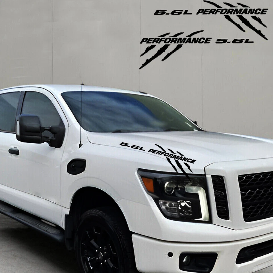 2 piezas 5,6 L RENDIMIENTO para Nissan Titan Endurance Pro-4x camión capó calcomanías emblema Foto 3 de 4