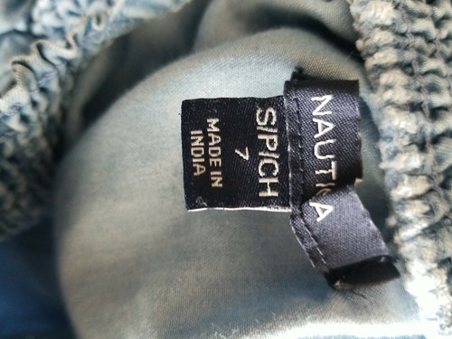 NAUTICA Girls Size S Small One Piece Blue Chambray Off Shoulder Jumpsuit - Picture 6 of 8