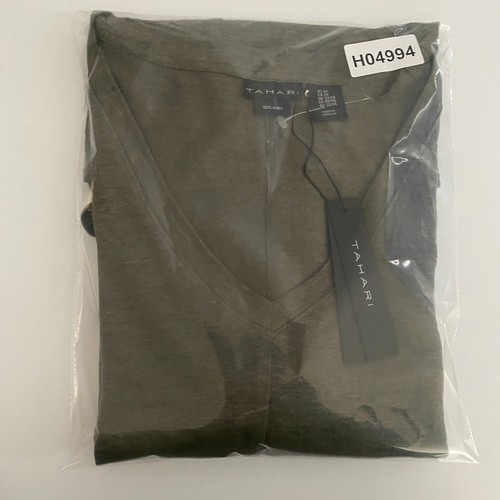 Talbots Linen T Shirt Size 2X Green V Neck Short Sleeve - Picture 9 of 9
