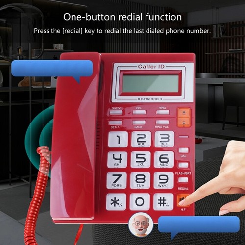 Corded Landline Phone Large Button Telephone LCD Display for ElderlyTelephone - Zdjęcie 7 z 10