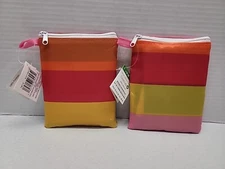 Celebrate It Reusable Shopping Bags 18" x 25" Orange Yellow Striped Set Of 2 NWT