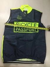 Bicycle Passport Mens Size Large L Cycling Wind Vest Navy Blue (7015-8)