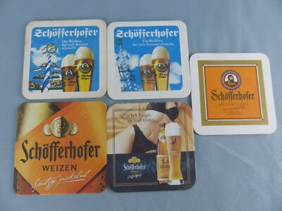 Lot of 5 different SOUS BOCK SCHÖFFERHOFER Coaster Bierviltje Bierdeckel E66