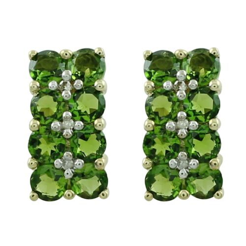 Birthday Gift For Her Chrome Diopside Gemstone Stud Earrings 18k Yellow Gold - Picture 1 of 5