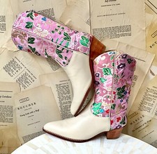 Free People Momo Selina Embroidery Western Boot Floral Silk Ivory 399 New