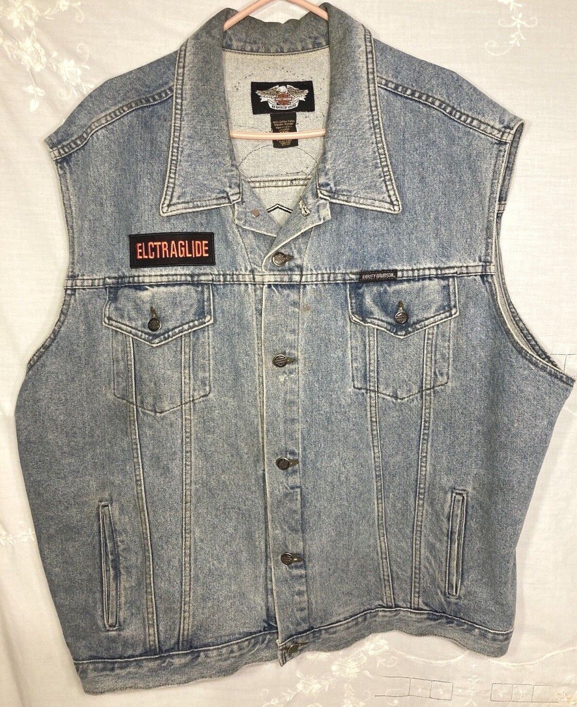 Harley Davidson Denim Vest with Patches HD Motorcycle… Gem