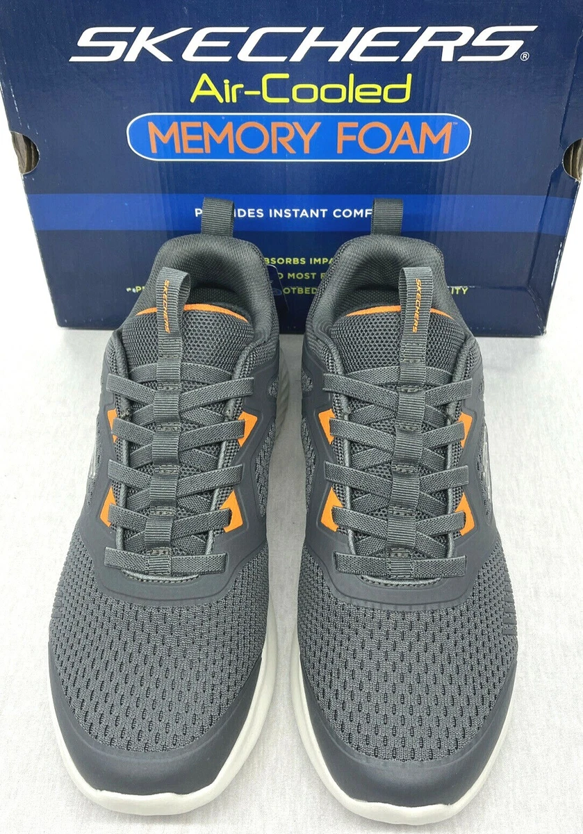 New Skechers Air Cooled Memory Foam Gray Lace Up Men s Comfort Shoes size 9.5 M
