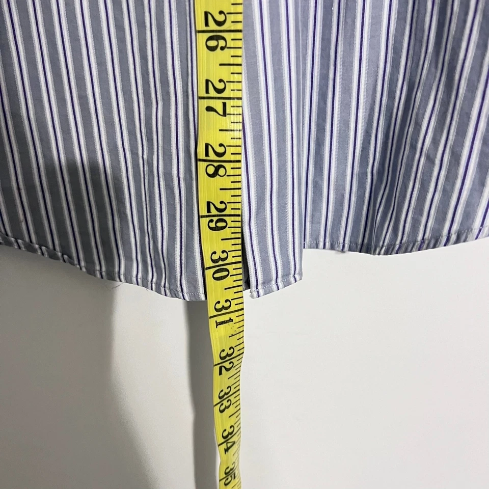 Camisa Banana Republic Para Hombre Talla M 15.5 Gris Rayas Ajustada Tejida en Italia Foto 4 de 4