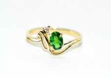 Natural Tsavorite Garnet  Diamond Ring 14K Solid Gold .49tcw Green Gemstone