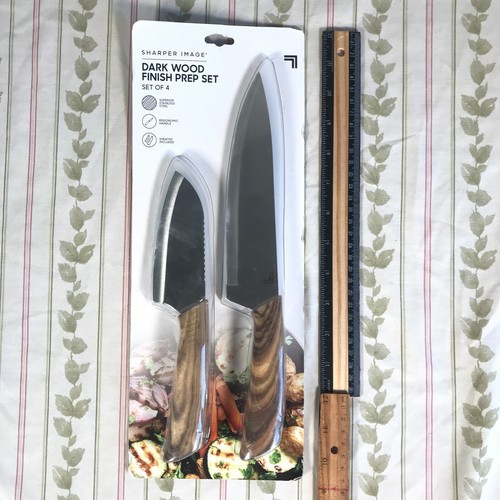 NIP Sharper Image Kitchen Knives Knife Prep Set Dark Finish 4 Pcs Santoku Chef - Picture 8 of 8