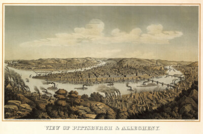 Panoramic View of Pittsburgh Allegheny Pennsylvania 16x24