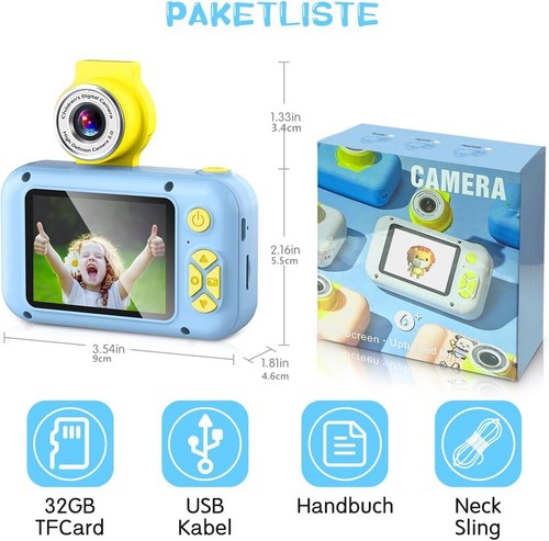Kinderkamera Kinder Kamera 1080P 32GB SD Karte Selfie Digitalkamera Fotoapparat - Bild 7 von 17