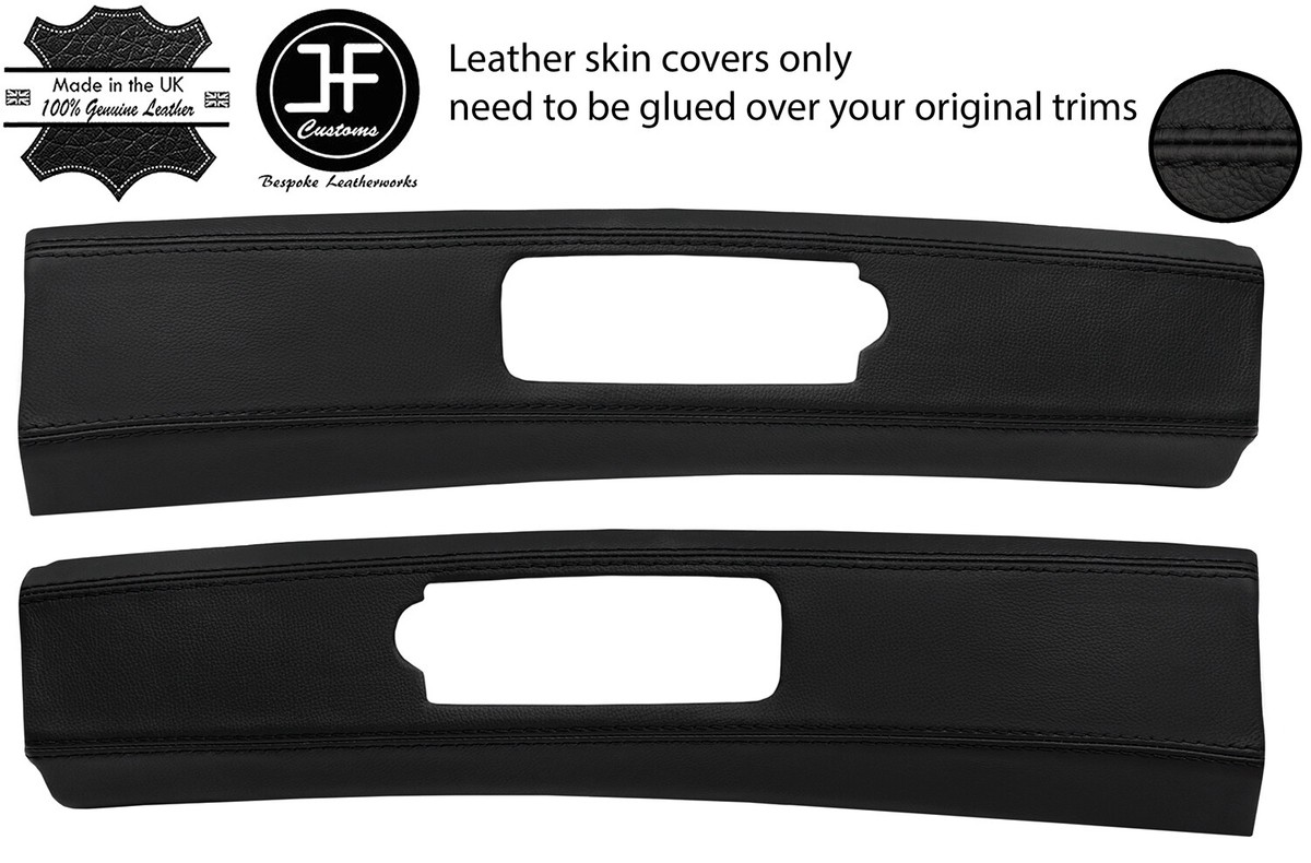 BLACK STITCH 2X TARGA ROOF TRIM REAL LEATHER COVERS FITS