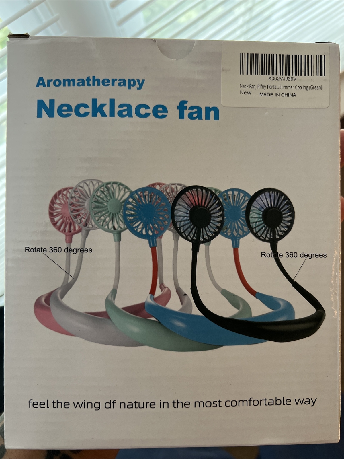 Aromatherapy Necklace Fan USB Rechargable AdjustableBlue & Green eBay
