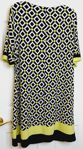 KSL Karin Stevens Dress Woman Plus 14W Multicolor Print Short Sleeve Stretch #B2 - Picture 2 of 7