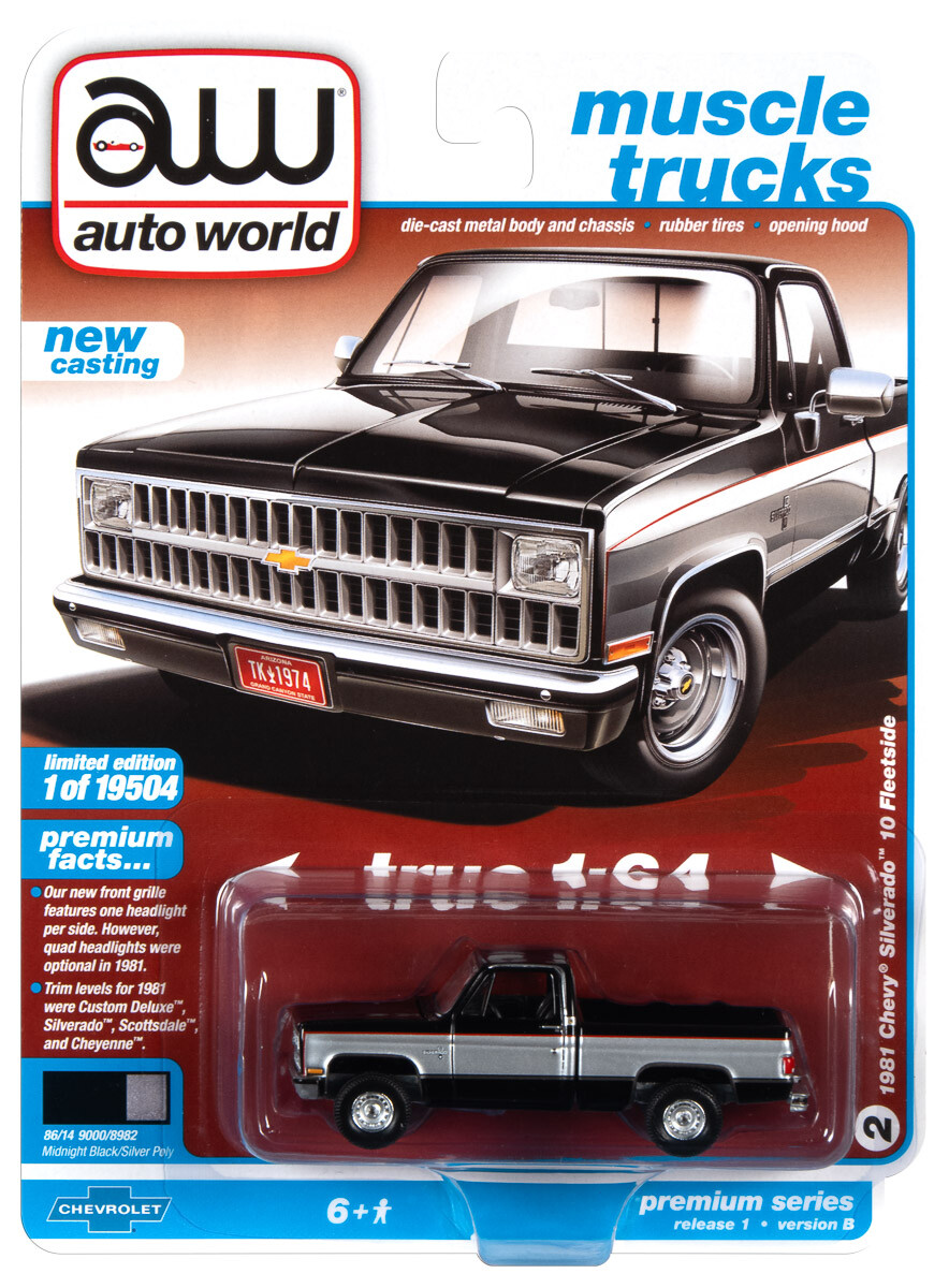 2021 AUTO WORLD 1:64 *PREMIUM 1B* Black & Silver 1981 Chevy