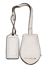COACH White Crossgrain Leather Replacement Tag Fob Hanging Keyring Fob