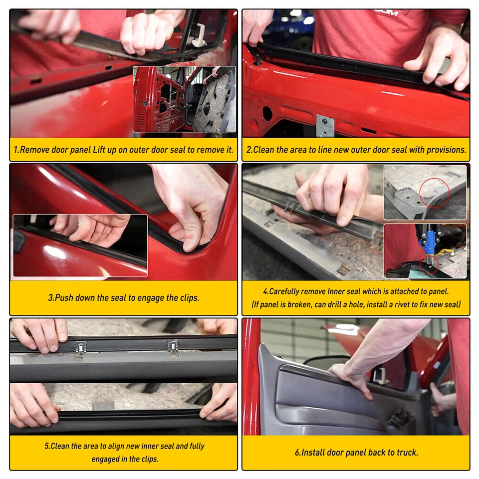 FOR 1987-1997 FORD F350 DOOR WINDOW F250 F150 SEAL BELT WEATHERSTRIP 4 PIECE SET - Image 2 of 4